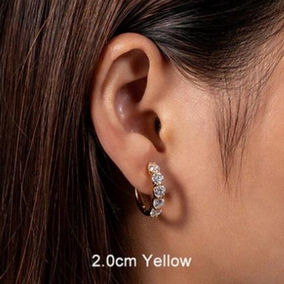 Certified 3ct. t.w. Moissanite Gold Diamond 2cm Huggie Hoop Earrings NEW - Picture 7 of 9